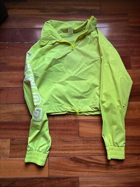 Zumba Fitness Neon Yellow Cropped Windbreaker Jacket